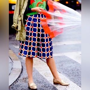 J Crew Collection Pleated 100% Silk Skirt in Ratti Geo Print